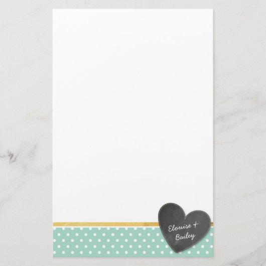 Papeterie MONOGRAM poka point chalkboard coeur menthe vert (Devant)