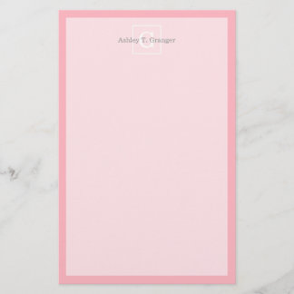 Papeterie Monograme de Pink White Framed Initial