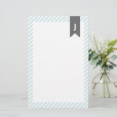 Papeterie Monogramme à bandes bleues (Debout devant)