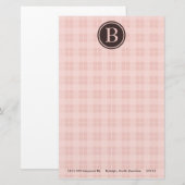 Papeterie Monogramme à plis rose fixe (Devant / Derrière)