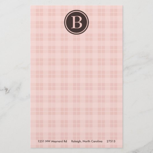 Papeterie Monogramme à plis rose fixe (Devant)