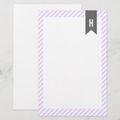 Papeterie Monogramme à rayures violettes (Devant / Derrière)