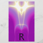 PAPETERIE MONOGRAMME ABSTRAIT DES VAGUES BLANCHES DE FUCHSIA (Devant)