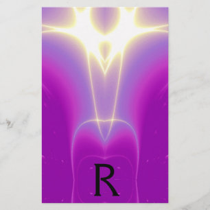 PAPETERIE MONOGRAMME ABSTRAIT DES VAGUES BLANCHES DE FUCHSIA