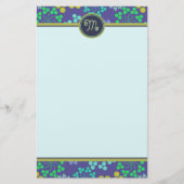 Papeterie Monogramme Abstrait Funky Blue Floral (Devant)