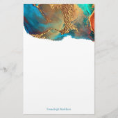 Papeterie Monogramme Abstrait mystique de corail Turquoise (Devant)