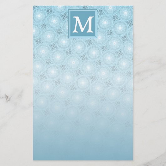 Papeterie Monogramme ange bleu cercles motif (Devant)