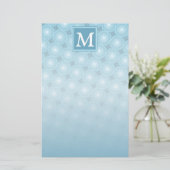 Papeterie Monogramme ange bleu cercles motif (Debout devant)