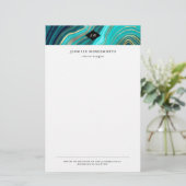 Papeterie Monogramme Aquarelle Géode Vert Agate Malachite (Debout devant)