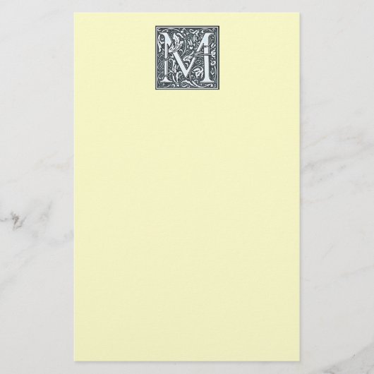 Papeterie monogramme argent flourish - M (Devant)