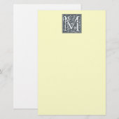 Papeterie monogramme argent flourish - M (Devant / Derrière)