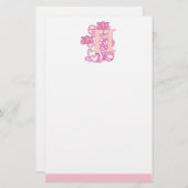 Papeterie Monogramme Art Nouveau Floral (Devant / Derrière)