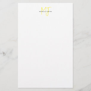 Papeterie Monogramme Attrayant Jaune Blanc Minimaliste Moder