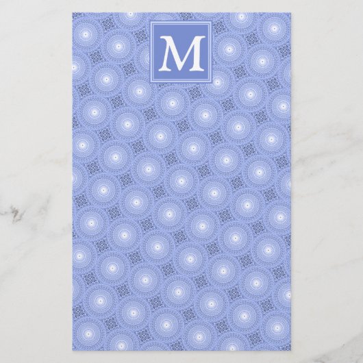 Papeterie Monogramme bleu cercles motif (Devant)