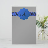Papeterie Monogramme bleu de rayure de léopard (Debout devant)