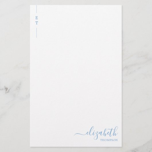 Papeterie Monogramme bleu poussiéreux simple initial (Devant)