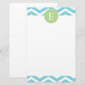 Papeterie Monogramme bleu vert Chevron (Devant / Derrière)