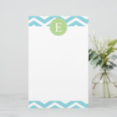 Papeterie Monogramme bleu vert Chevron (Debout devant)