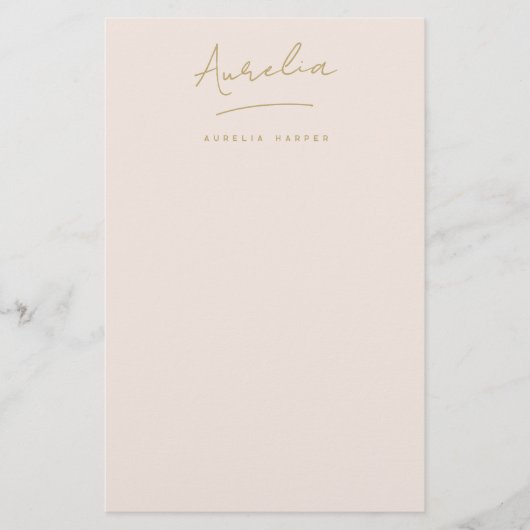 Papeterie Monogramme | Blush Pink Gold Simple Personnalisé (Devant)