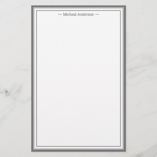 Papeterie Monogramme Bordure gris simple Classique Personnal (Devant)
