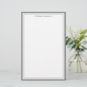 Papeterie Monogramme Bordure gris simple Classique Personnal (Debout devant)