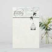 Papeterie Monogramme Cage Vintage d'oiseaux avec oiseaux Air (Debout devant)