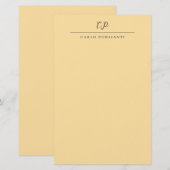 Papeterie Monogramme calligraphique moderne beige nom simple (Devant / Derrière)