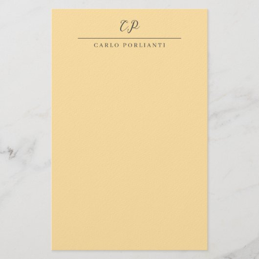 Papeterie Monogramme calligraphique moderne beige nom simple (Devant)