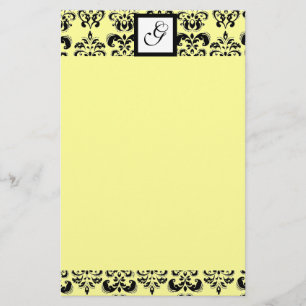 Papeterie MONOGRAMME CARRÉE DAMASK ,jaune