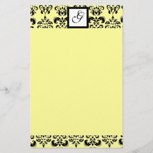 Papeterie MONOGRAMME CARRÉE DAMASK ,jaune (Devant)
