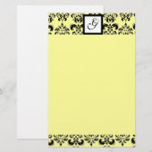 Papeterie MONOGRAMME CARRÉE DAMASK ,jaune (Devant / Derrière)