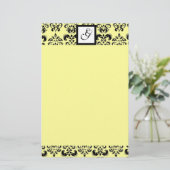 Papeterie MONOGRAMME CARRÉE DAMASK ,jaune (Debout devant)