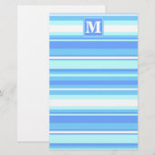 Papeterie Monogramme ciel bandes bleues (Devant / Derrière)