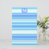 Papeterie Monogramme ciel bandes bleues (Debout devant)