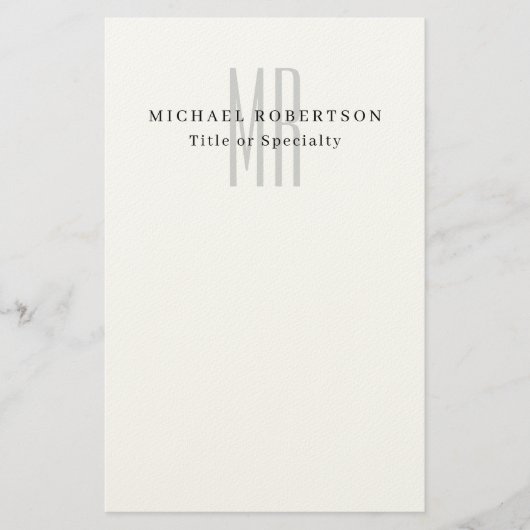 Papeterie Monogramme Classique Professionnel Minimaliste Sim (Devant)