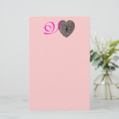 Papeterie MONOGRAMME COEUR DE LAMPE CUPIDE, fuchsia rose (Debout devant)