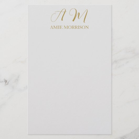 Papeterie Monogramme couleur or Nom initial Calligraphie (Devant)