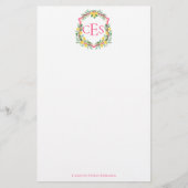 Papeterie Monogramme Crest citron, rose et orange personnali (Devant)