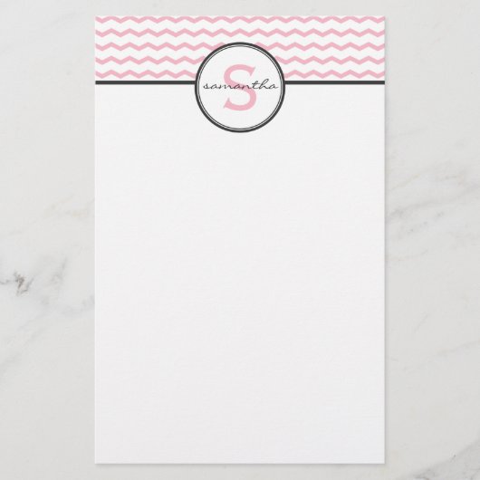 Papeterie Monogramme de Chevron rose (Devant)