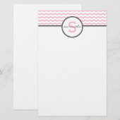 Papeterie Monogramme de Chevron rose (Devant / Derrière)