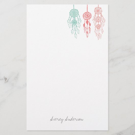 Papeterie Monogramme de Dreamcatchers Bohème Illustré (Devant)