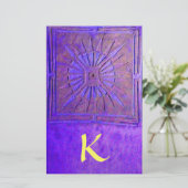 Papeterie MONOGRAMME DE L'ÉTOILE DU MATIN, bleu, jaune viole (Debout devant)