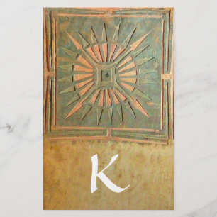 Papeterie MONOGRAMME DE L'ÉTOILE DU MATIN, vert, jaune brun