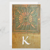 Papeterie MONOGRAMME DE L'ÉTOILE DU MATIN, vert, jaune brun (Devant / Derrière)