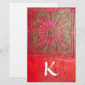 Papeterie MONOGRAMME DE L'ÉTOILE DU MATIN, vert rouge blanc (Devant / Derrière)