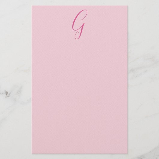 Papeterie Monogramme de lettre initiale rose clair chic uni (Devant)