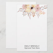 Papeterie Monogramme de nom floral aquarelle boho (Devant / Derrière)