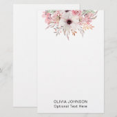 Papeterie Monogramme de nom floral aquarelle moderne (Devant / Derrière)