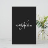 Papeterie Monogramme de nom noir et blanc personnalisé uniqu (Debout devant)