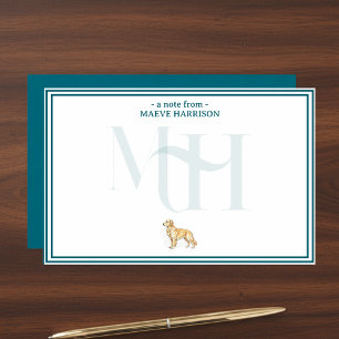Papeterie Monogramme de note d'or personnalisé